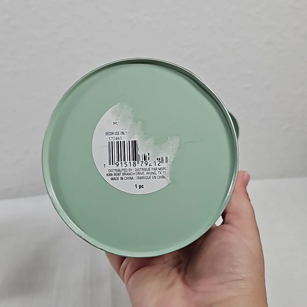 mint color metal milk jar with Hydrangea